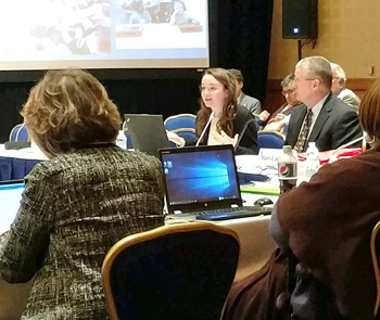 Van Wert High School student Madison Pauquette (center) speaks during a meeting of the American Federation of Teachers in Washington, D.C., while Van Wert Federation of Teachers President Jeff Hood looks on. (photo submitted)