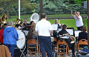 Dick Sherrick directs the Van Wert Community Concert Band during a concert back in July. (VW independent file photo)