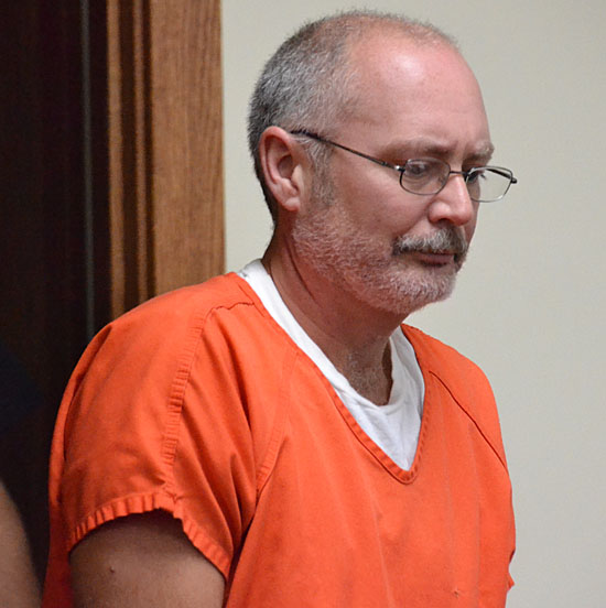 Ronald McBride appears in Common Pleas Court last October on charges he tried to bomb a Zook Road residence in September. (VW independent file photo)