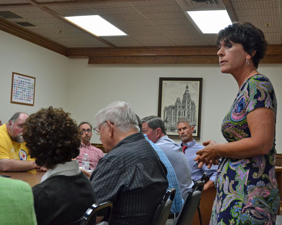 Vantage Career Center Superintendent Staci Kaufman speaks during a meeting on economic development held Tuesday in the county commissioners' office. (Dave Mosier/Van Wert independent)