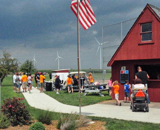 Scott village residents gather for a picnic fundraiser at Bresler Park on August 10. (photo submitted)