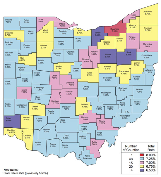 State Sales Tax map 8-2013