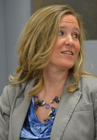 New Van Wert City Board of Education member Deb Compton listens during a special board meeting held Wednesday at the S.F. Goedde Building. (Dave Mosier/Van Wert independent)