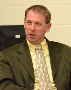 Lincolnview Superintendent Jeff Snyder presents information during his report to the board on Wednesday evening. (Dave Mosier/Van Wert independent)