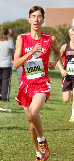Van Wert's Daniel Perry runs in the meet at Otsego, Mich. (photo by Monica Campbell for the Van Wert independent)