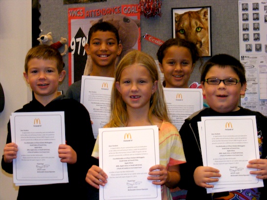 Congratulations to the Van Wert Elementary Students of the Week! These students represent the Word of the Week, Commitment: Mandy, Grade 1; Kevin, Grade 2; Mitchell, Grade 3; Emilee, Grade 4; and Dru, Grade 5. (Photo submitted.)