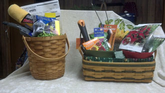 Shown are two of the baskets that can be won during Convoy Community Days' Cabin Fever Bingo fundraiser. (photo submitted)