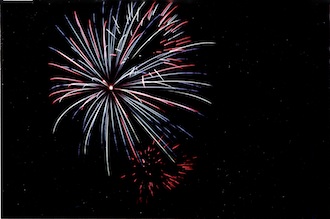 Fireworks burst at the Hot Air Affair, photographed by Will Hawkins, was the second place print.