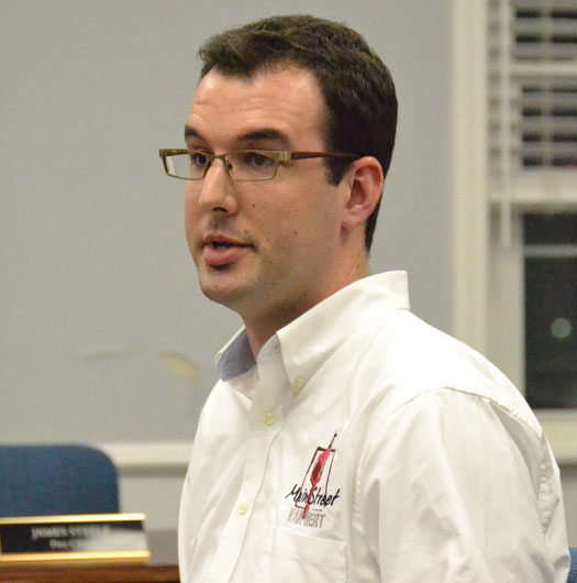 Main Street Van Wert Program Manager Adam Ries addresses Van Wert City Council back in October 2013. (VW independent file photo)