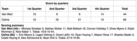 VW boys vs Celina boxscore 1-2014