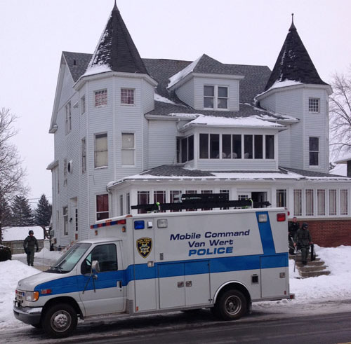 The VWPD Special Response Team vehicle is shown parked in front of 412 S. Washington St. (VWPD photo)