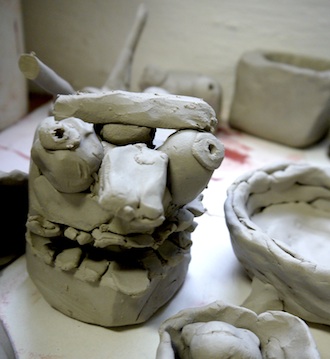 Clay sculpture created in one of the Wassenberg Art Center’s youth art classes. (Photo submitted.)
