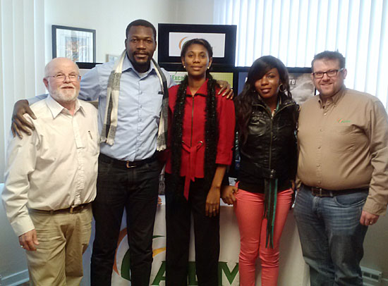 Dan (left) and Brad Custis of Advanced Biological Marketing with (from the left) Rev. Michel Wabantu, his wife, Nosky, and Aimee Nilamiso. (photo submitted)