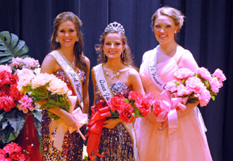 Queen Jubilee XXXIX Chelsea Hancock (center) with Second Runner-up Claire Gamble (left) and First Runner-up Elizabeth Griffin. (Cindy Wood/Van Wert independent)
