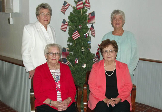 Flowers in Full Bloom to be honored during the 2014 Peony Festival include (front row, from the left) Doris Evans and Eloise Biro; (back row) Jane Bonifas and Phyllis Rice. Not shown is Shirley Jarvis. (Peony Festival photo)