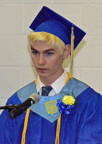 Lincolnview Valedictorian Randall Burnett speaks during the school's 54th graduation ceremonies. (Dave Mosier/Van Wert independent)