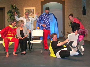 The cast of "Insane with Power," the latest production of Van Wert Civic Theatre, cavort onstage during Friday's performance. (photo submitted)