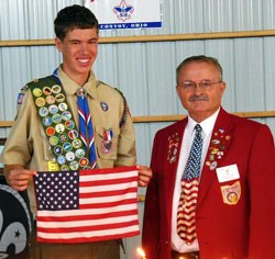 New Eagle Scout Travis Lichtensteiger with Elks Secretary Michael Stanley. (Elks photo)