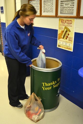 Crestview collects canned and non-perishable foods this week to compete with Lincolnview. (Photo by: N. Adams.)