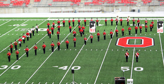 The “Cougar Pride” Marching Band during its performance in Ohio Stadium for the Buckeye Invitational. (photo by Carrie Ann Photography)