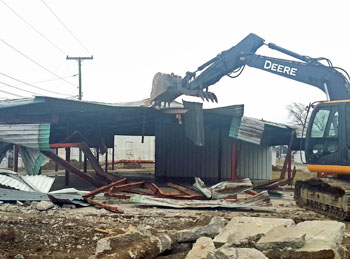 The longtime Baby Land building on the Van Wert County Fairgrounds is being torn down to make way for a new Farm Bureau facility. (photo submitted)