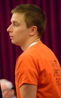 Ethan Mezuk, shown during an earlier hearing in Van Wert County Common Pleas Court, was sentenced to prison for repeatedly violating his probation. (VW independent file photo)