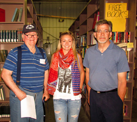 Local resident Harvey Thatcher (left) with his granddaughter, Morgan Hunsaker and Van Wert Solid Waste Management District Manager George Brake. (photo submitted)