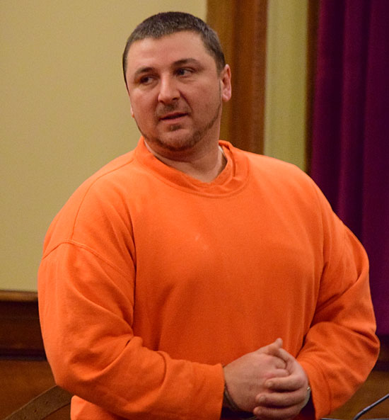 James Reynolds, one of two suspects in the Rambler's Roost robbery in December 2013, appears for arraignment Wednesday on a new charge of vandalism. (Dave Mosier/Van Wert independent)