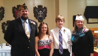 VFW Patriot Pen Essay contest winners, Brad Korte and Alexis Miller are shown with representatives of the VFW. (Photo submitted.)