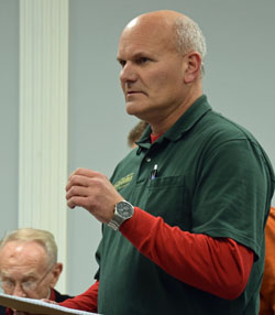 Van Wert County Regional Airport Authority President Randy Thompson updated City Council on upcoming airport projects. (Dave Mosier/Van Wert independent)