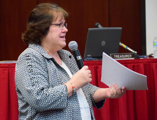 Lori Bittner talks about the Van Wert Early Childhood Center and new early childhood expansion grant received by the district during Tuesday's meeting of the Van Wert City Board of Education. (Dave Mosier/Van Wert independent)