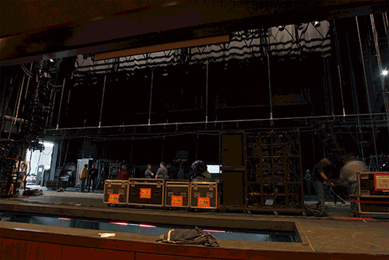 Technical crew work on staging for a recent Broadway show. (photos by Darin Hohman for the Van Wert independent)