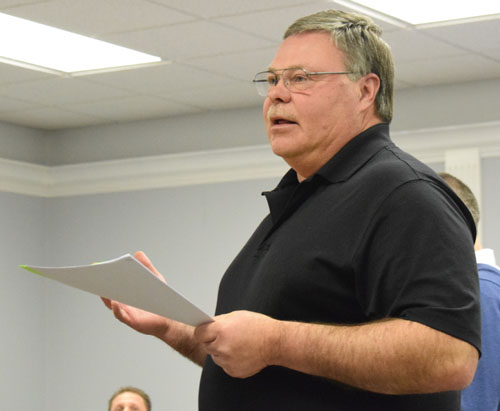 Van Wert County Regional Airport Authority Board member Steve Bailey talks about plans at the airport to Van Wert City Council members Monday night. (Dave Mosier/Van Wert independent)