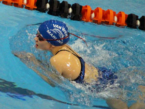 Van Wert Marlins swimmer Laney Hargett competes in the breaststroke at tournament. (photo submitted)