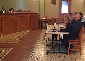 VWHS teachers Chuck Rollins and George Scott testify before the Ohio Senate Education Committee. (photo submitted)