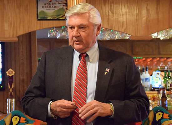 Van Wert mayoral candidate Jerry Mazur clarifies his campaign platform during a town hall meeting held Monday at Mi Ranchito restaurant. (Dave Mosier/Van Wert independent)