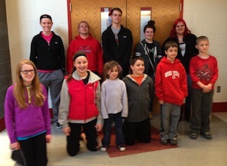 Members and volunteers who helped bring bins into the Van Wert Elementary School. (Photo submitted.)