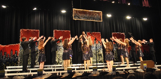 The Crestview Knight Vision performs “King of the World” from their competition show. (Photo by E. Winhover.)