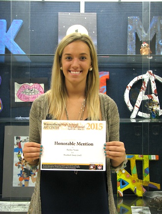 Congratulations to Baylee Neate for receiving an Honorable Mention for her watercolor owl painting that is currently displayed at the Wassenberg Art Center in the High School Exhibition. The High School Exhibit is open for viewing until May 15. (Photo submitted.)