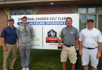 Which team will take home the coveted Chamber Golf Outing’s traveling trophy? Shown is Van Wert Propane, 2014’s winning team. (Chamber photo)
