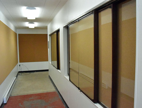 The interior of the Van Wert County Military War Album Chapel shows the new photo frames and lighting, as well as the addition made at the rear of the building. More photo frames are yet to be installed around on the outside walls. (Dave Mosier/Van Wert independent)