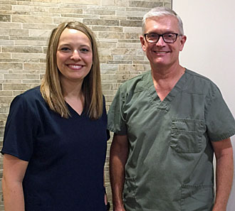 New dentist Dr. Erica Unverferth with longtime Van Wert dentist Dr. Roger Okluley. (photo submitted)