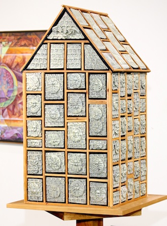 "Temple of 1000 Thoughts,", a mixed media piece by Robert Minto, won the top award in the 59th Annual June Art Exhibit at the Wassenberg Art Center. Over $1,500 in prize money is awarded to regional artists who compete in the juried and judges exhibit. (Photo submitted.)