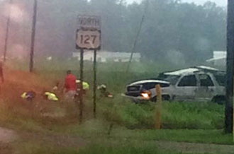 Several people were hurt in this rollover accident that occurred Saturday morning on U.S. 127. (photo submitted)