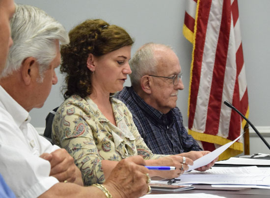 Joi Mergy, who chairs Van Wert City Council's Finance Committee, discusses proposed fund transfers during Monday night's Council meeting. (Dave Mosier/Van Wert independent)