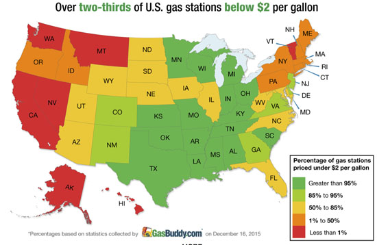 Gasoline U.S. average map 12-2015