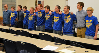 The Lincolnview boys' cross country team was honored at Wednesday's board meeting. (Kelsey Clemons/Van Wert independent)