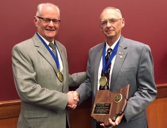 Shown are 2014 OBDC Hall of Fame recipient Jeff Shellhammer (left) and former Parkway instrumental music teacher Richard Sherrick. (photo submitted)