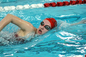 Van Wert's Bethany Fast swims a leg of the 400-meter freestyle relay race. (photo submitted)