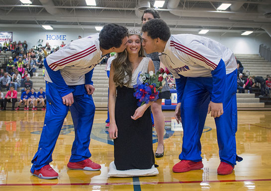 Crestview winter homecoming 1-9-16-Queen kissed